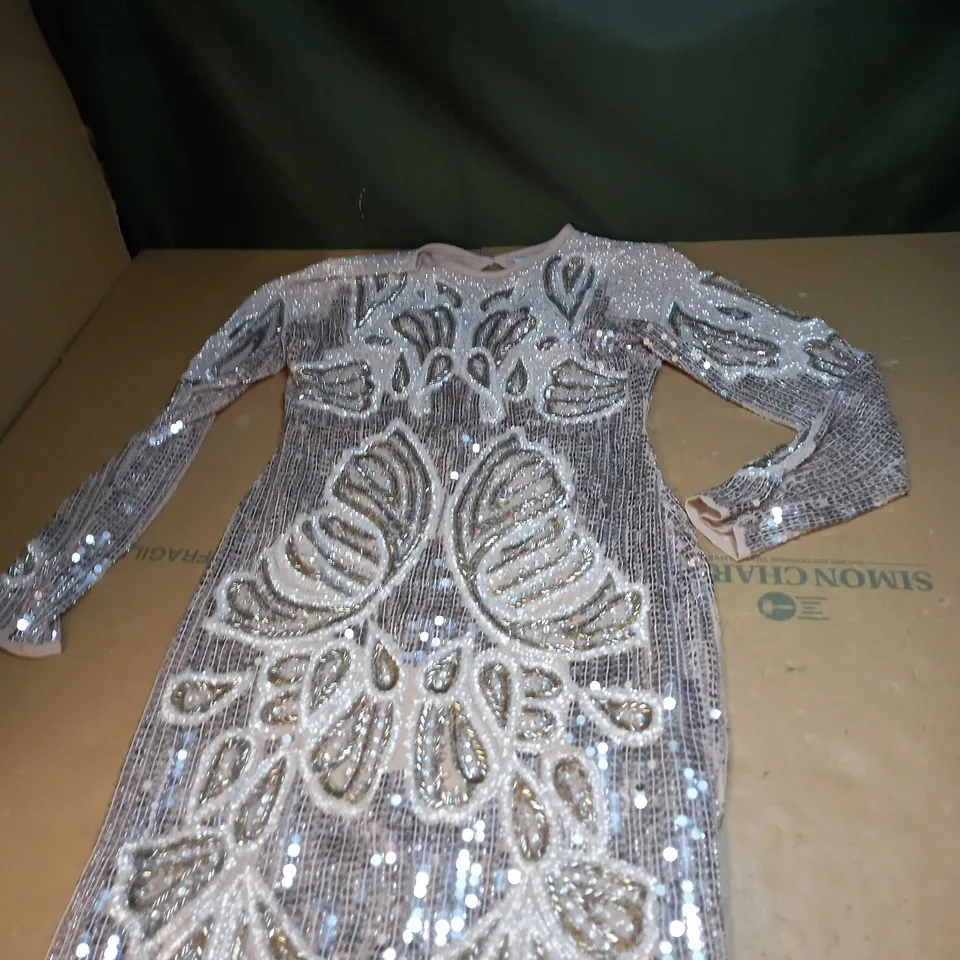 CRYSTAL SEQUIN BODYCON DRESS SIZE 10