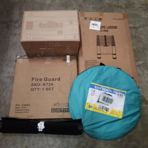 PALLET CONTAINING ASSORTED PRODUCTS INCLUDING FIRE GUARD, TRUNKI SUITCASE, TELESCOPIC LADDER 2.9M, KIDS BEACH TENT & FLOOR MAT