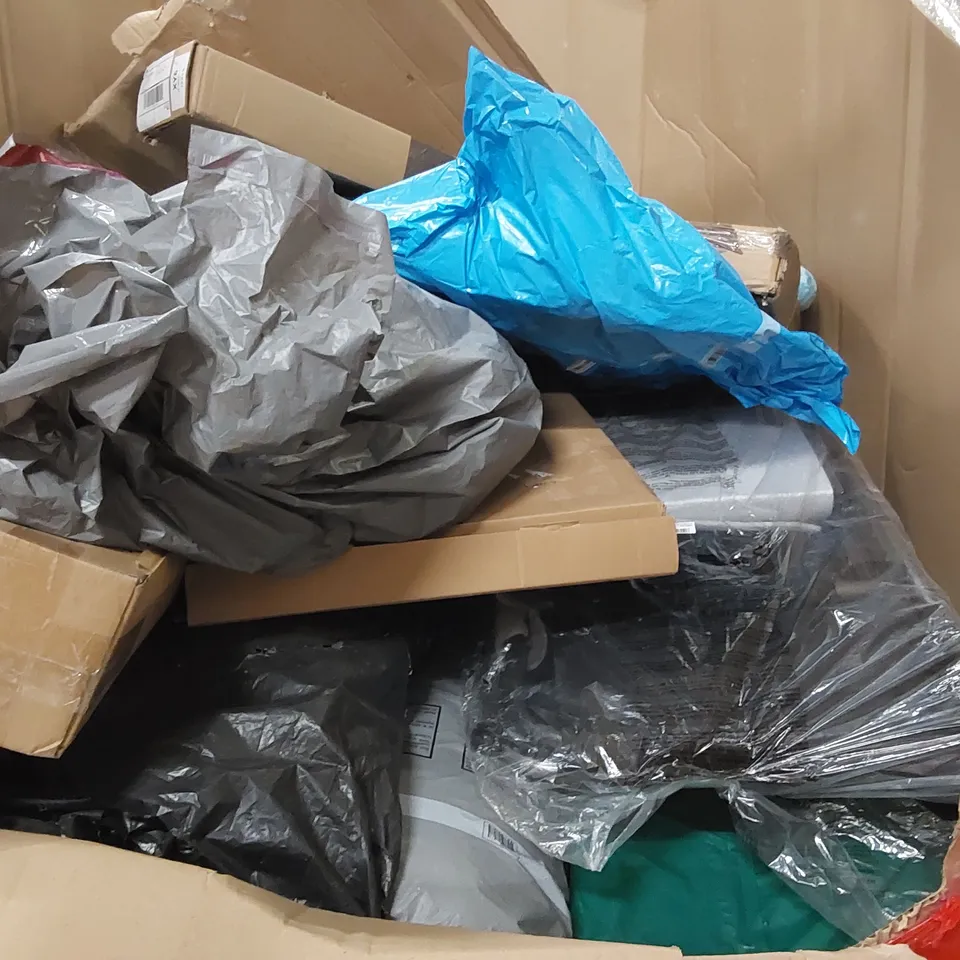 PALLET CONTAINING ASSORTED CONSUMER PRODUCTS TO INCLUDE: LED MONITOR, SUITCASE, PULL UP BAR, STORAGE OTTOMAN, SKATEBOARD ECT