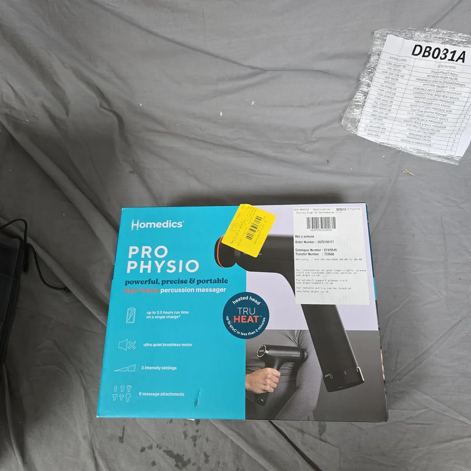 HOMEDICS PRO PHYSIO DEEP TISSUE PERCUSSION MASSAGER WITH TRUHEAT – BOXED