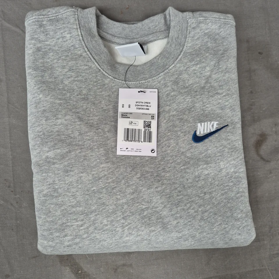 NIKE LONG SLEEVE SWEATSHIRT IN GREY SIZE XS