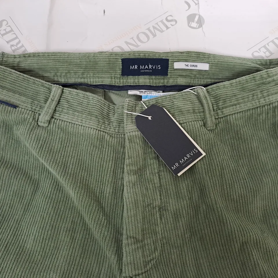 MR MARVIS THE CORDS GREENS TROUSERS - W34 L32