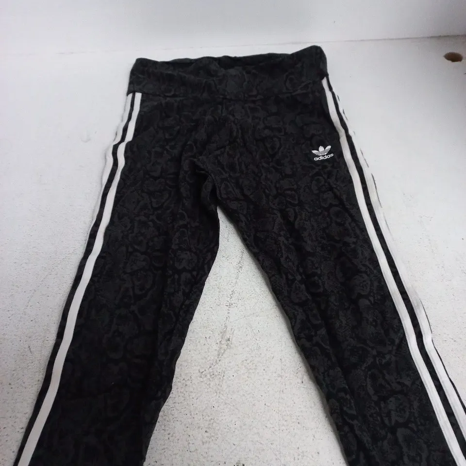 ADIDAS BLACK FLORAL PATTERN TRACKSUIT TROUSERS – UK 12-14