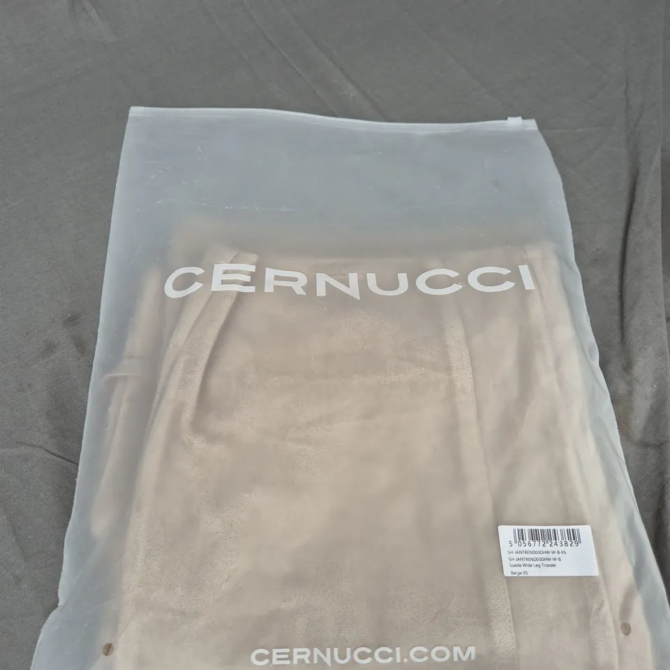 BAGGED CERNUCCI SUEDE WIDE LEG TROUSERS - SIZE XS