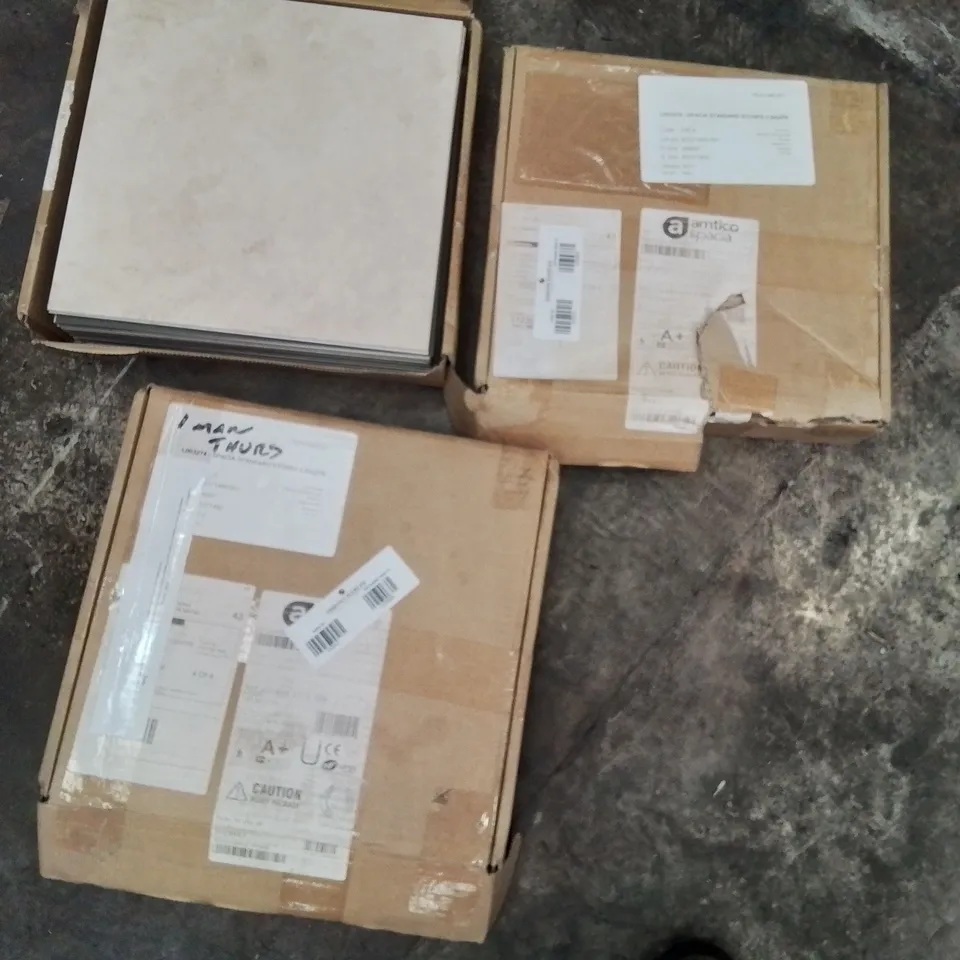 THREE PACKS OF SPACIA STANDARD STONE EFFECT VINYL FLOOR TILES 2.5m 28 TILES PER PACK