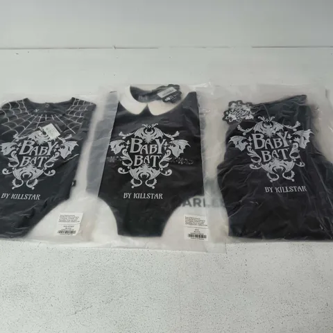 LOT OF APPROXIMATELY 50 BRAND NEW KILLSTAR CLOTHING ITEMS TO INCLUDE BABY SPIDER AND BOO ALL IN ONES - VARIOUS SIZES