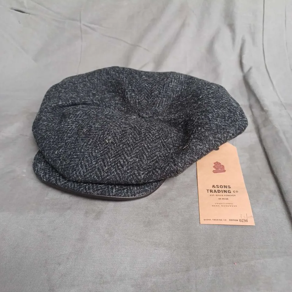 & SONS TRADING THOMPSON BAKER BOY HAT IN BLACK SIZE XXL 63CM