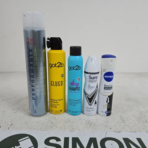 TOTE OF APPROXIMATELY 18 ASSORTED AEROSOL PRODUCTS TO INCLUDE NIVEA, SURE, GOT2B, WELLA PROFESSIONALS ETC