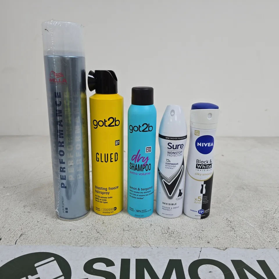 TOTE OF APPROXIMATELY 18 ASSORTED AEROSOL PRODUCTS TO INCLUDE NIVEA, SURE, GOT2B, WELLA PROFESSIONALS ETC