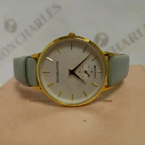 VICTORIA HYDE GREY LEATHER STRAP WATCH