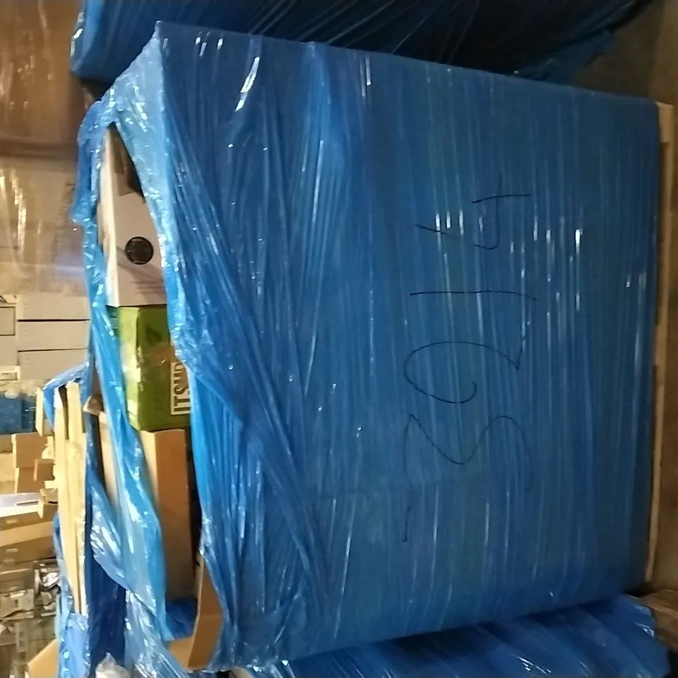 PALLET OF ASSORTED ITEMS INCLUDING STOREMIC TOILET SEAT, TOPSOLAR SOLAR PANEL KIT, ANGELSHIELD TOILET SEAT, GEOATON TOILET SEAT WITH BUDET, M-DESIGN 2 DRAWER STORAGE UNIT, KENT & STOWE EDGING IRON