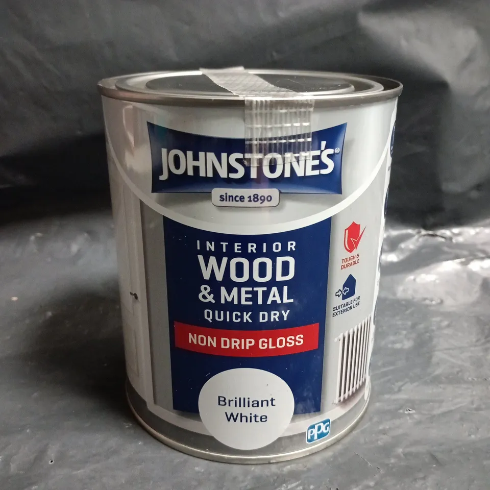 JOHNSTONE'S INTERIOR WOOD & METAL QUICK DRY NON-DRIP GLOSS - BRILLIANT WHITE (750ML)