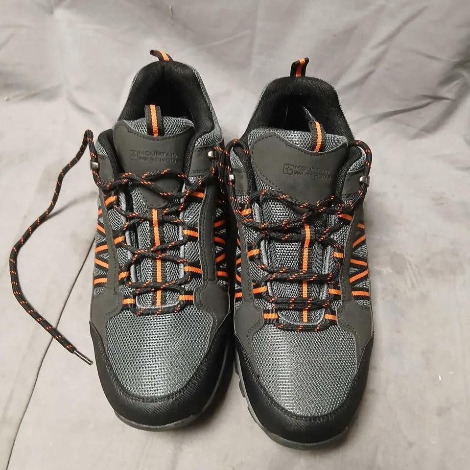 MOUNTAIN WAREHOUSE PATH OUTDOOR WATERPROOF WALKING SHOES, GREY/BLACK WITH ORANGE LACES – UK 10 (US 11, EUR 44)