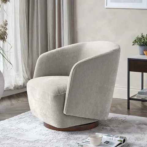 BOXED DANETTI NATALIA LIGHT GREY CHENILLE SWIVEL ACCENT CHAIR