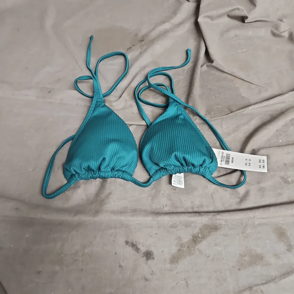 HOLLISTER RIBBED BIKINI TOP IN GREEN SIZE M