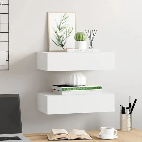 WHITE WALL-MOUNTED WALL SHELVES (SET OF 2) – MODERN LIVING ROOM STORAGE