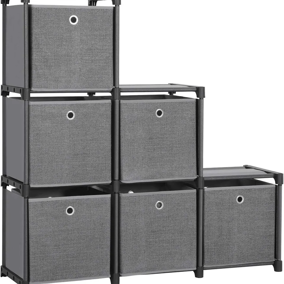 BOXED SONGMICS LADDER STORAGE UNIT, 6 CUBES WITH 6 STORAGE BOXES