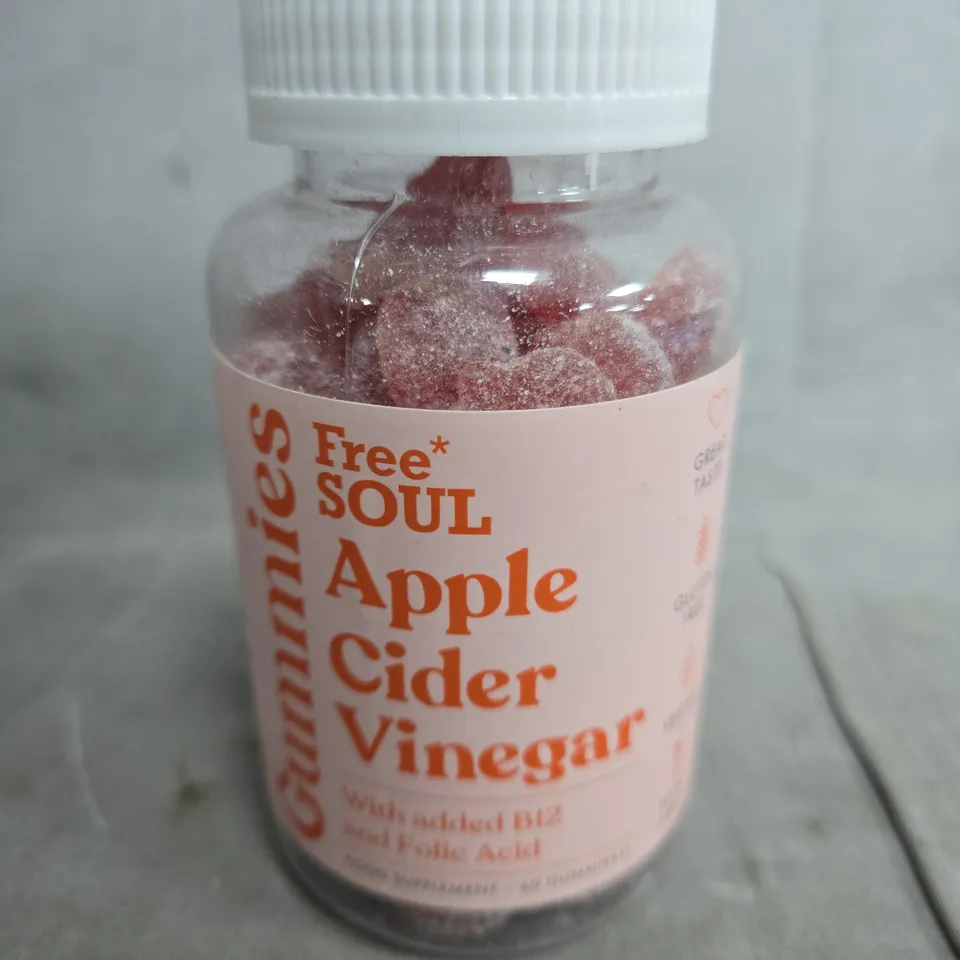GENUINE FREE SOUL APPLE CIDER VINEGAR GUMMIES WITH B12 & FOLIC ACID 