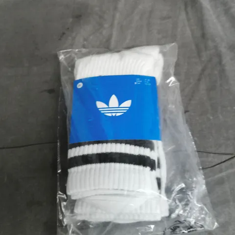 ADIDAS WHITE RIBBED SOCKS – X3  -SIZE 4.5/5/5