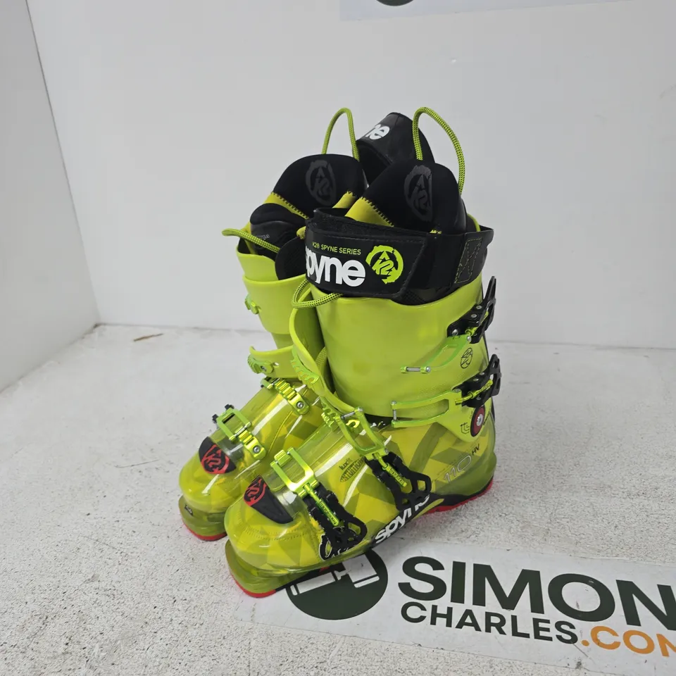 K2 POWERFUSE SPYNE SKI BOOTS – NEON YELLOW, MONDO 26.5