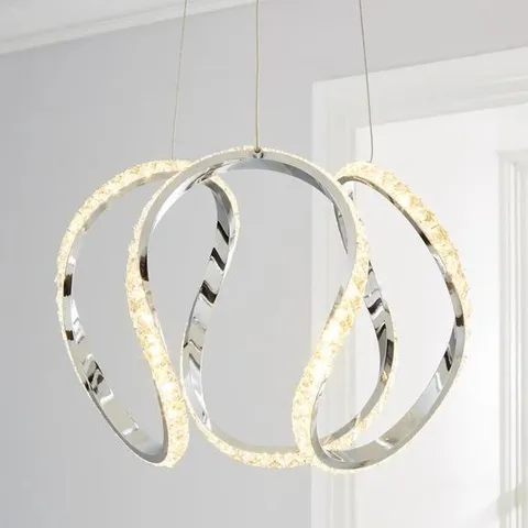 Boxed Marsia Integrated LED Swirl Jewel Chrome Semi Flush Ceiling Light
