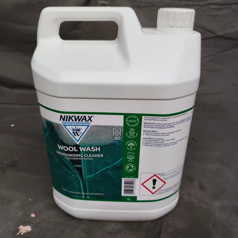 NIKWAX WOOL WASH DEODORISING CLEANER FOR MERINO WOOL – 5L