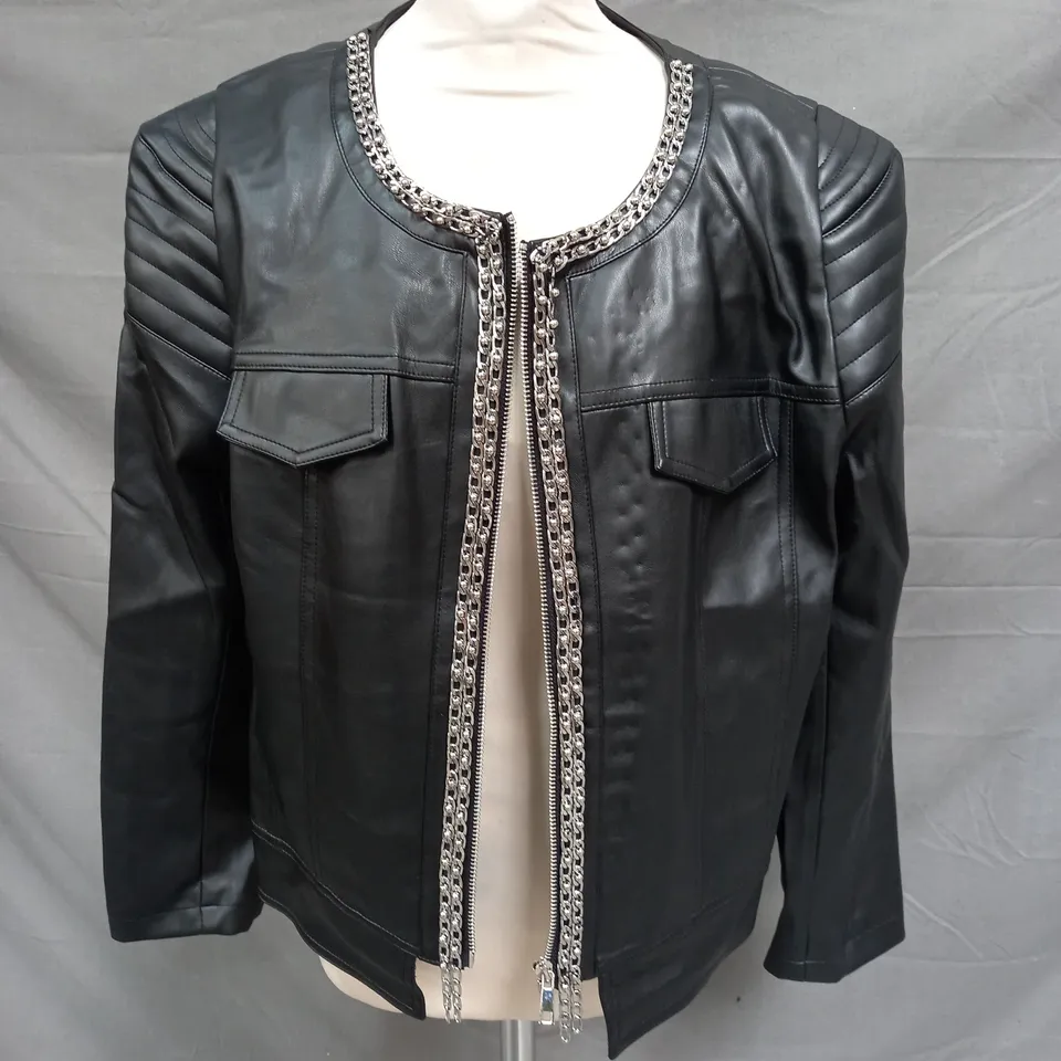 FRANK USHER BIKER JACKET IN BLACK SIZE L/XL