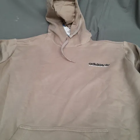 ADIDAS BROWN LOGO HOODIE - XL
