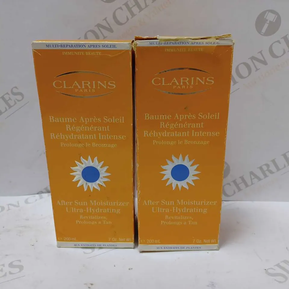 LOT OF 2 CLARINS PARIS AFTER SUN MOISTURIZER 200ml X 2
