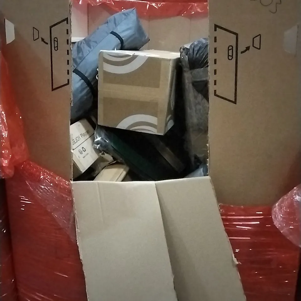 PALLET OF HOUSEHOLD ITEMS TO INCLUDE KICK SCOOTER, TURNTABLE SYSTEM, RUG,3D PRINTER AND OTHER ASSORTED ITEMS..L
