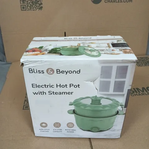 BLISS & BEYOND ELECTRIC HOT POT WITH STEAMER, 2.5 L, 800W