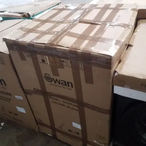 BOXED SWAN SX16720B 60CM ELECTRIC TWIN OVEN CERAMIC HOB COOKER - BLACK