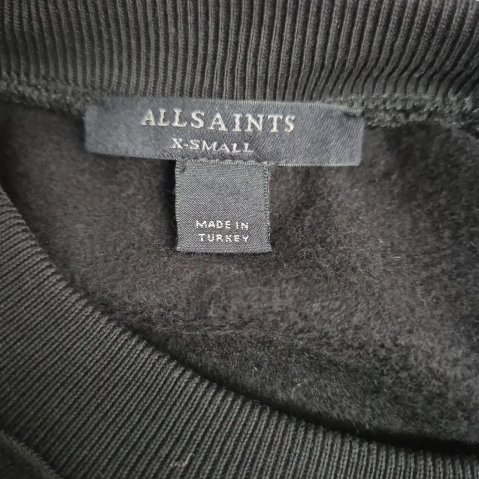 ALLSAINTS BLACK SWEATSHIRT, UK XS (ORIGINAL XS)