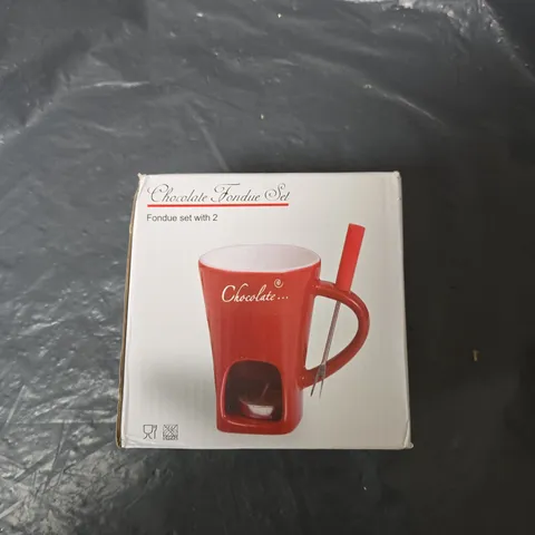 CHOCOLATE FONDUE SET - FONDUE SET WITH 2 PRONGED FORKS (BOXED)