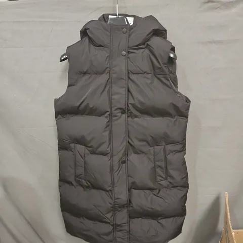 NEW LOOK PADDED HOODED GILET - BLACK, UK 10 (EU 38)