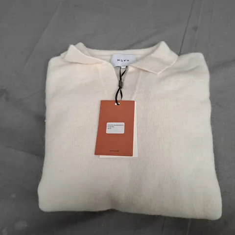 NOVU OPEN COLLAR SWEATSHIRT CREAM TOP - XS