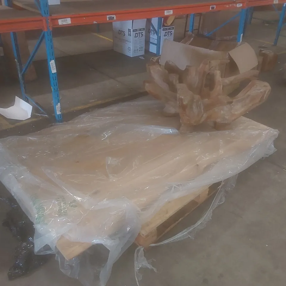 PALLET TO CONTAIN A LARGE SOLID WOOD TABLE TOP & SOLID WOOD COFFEE TABLE BASE