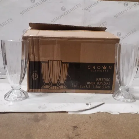 BOXED SET OF 6 CROWN GLASSWARE SUNDAE GLASSES