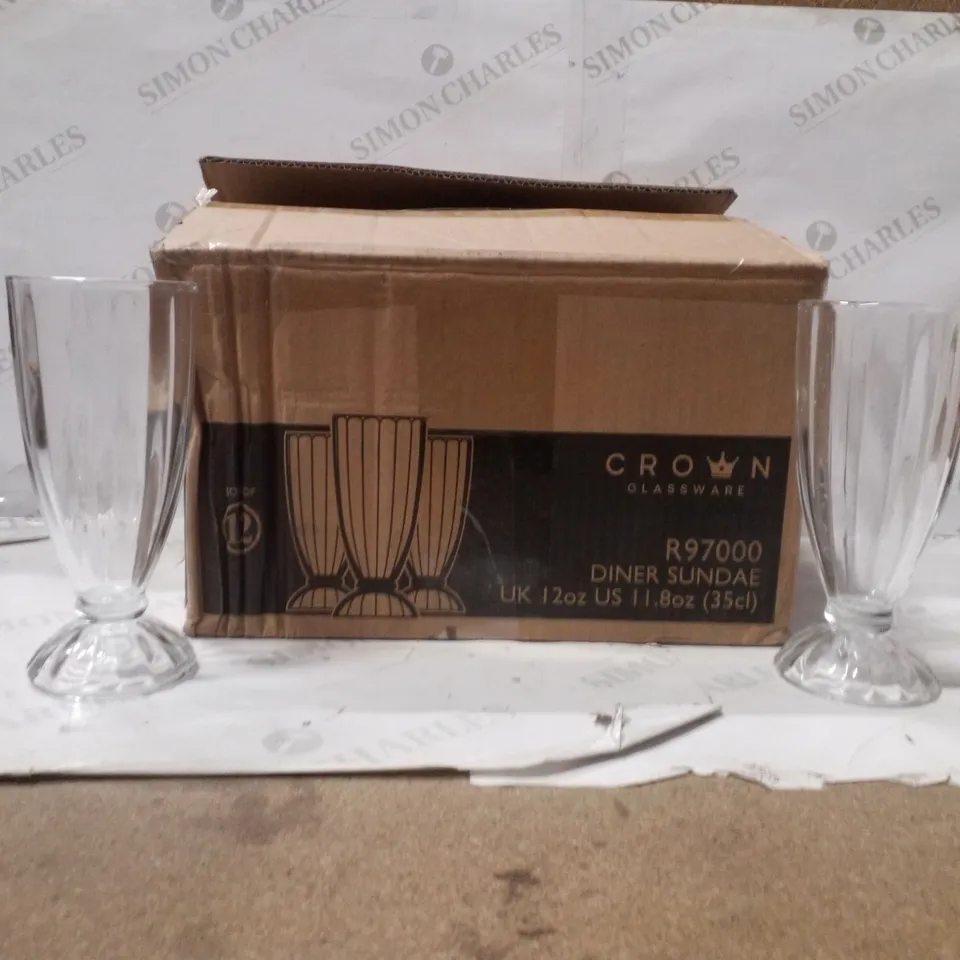 BOXED SET OF 6 CROWN GLASSWARE SUNDAE GLASSES