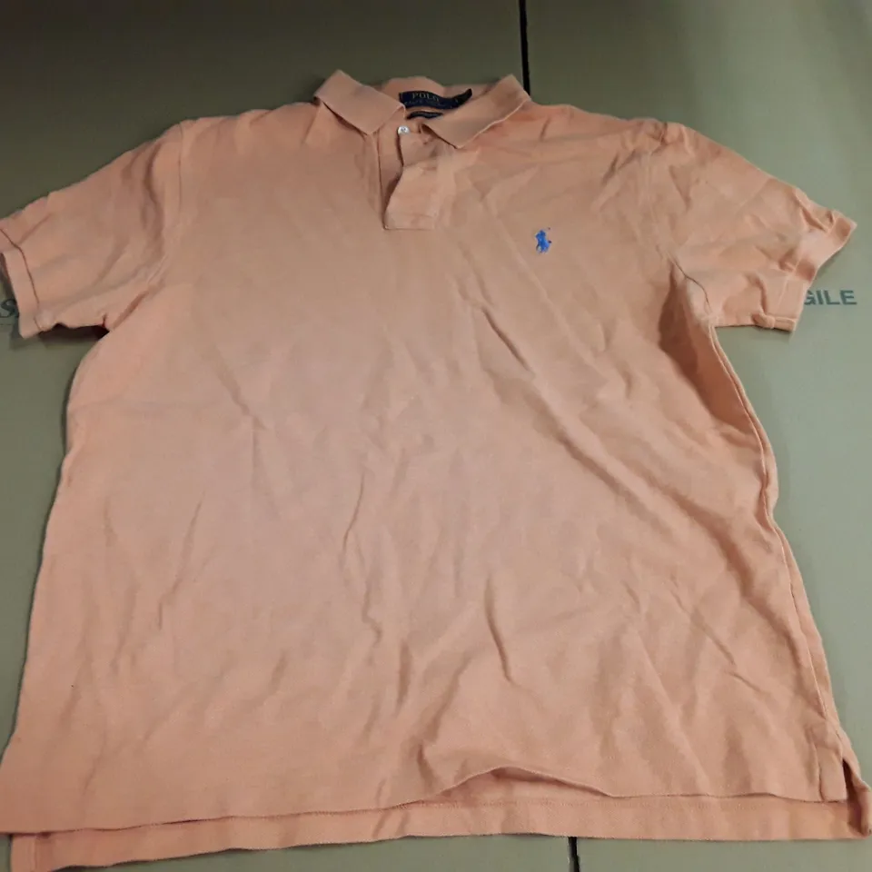 POLO RALPH LAUREN CUSTOM SLIM FIT ORANGE POLO SHIRT - LG