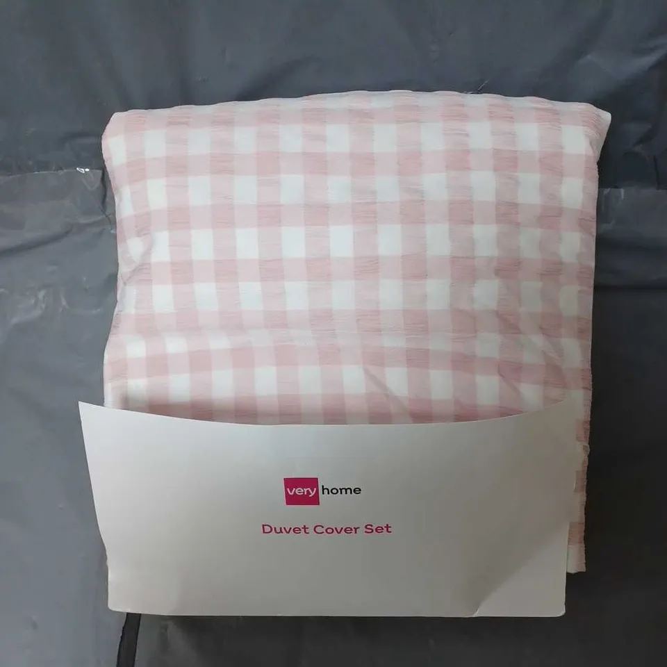 GINGHAM SEERSUCKER DUVET COVER SET - DOUBLE  RRP £30