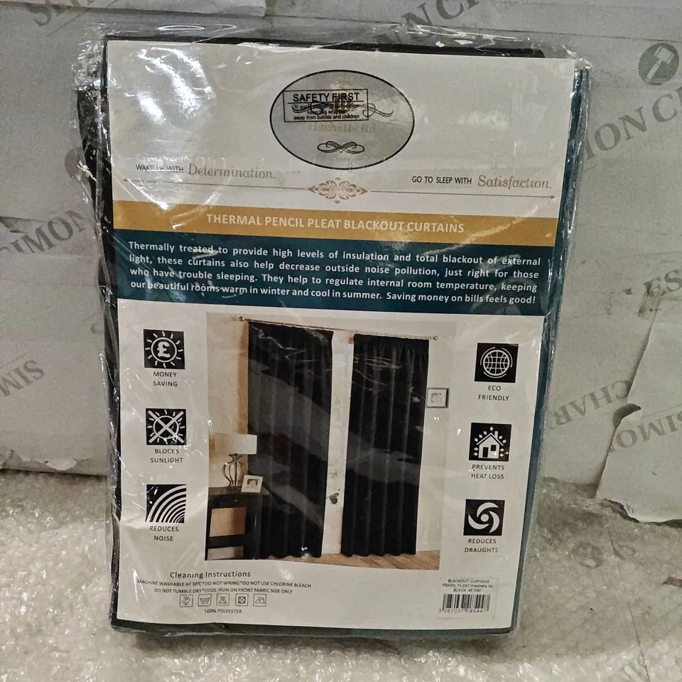 BLACKOUT CURTAINS – PENCIL PLEAT, BLACK, 46 X 90 INCHES