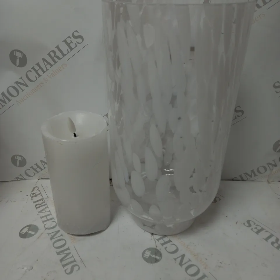 JM BY JULIEN MACDONALD HURRICANE VASE AND WAX LED CANDLE