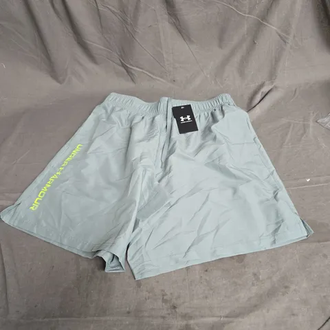 UNDER ARMOUR TECH WOVEN WORDMARK SHORTS IN GREEN SIZE L