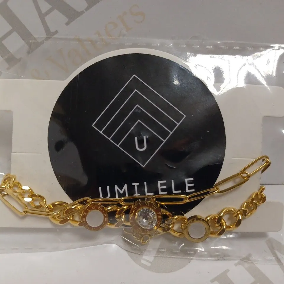 UMILELE GOLD EFFECT BRACELET WITH SPARKLE STONE AND PEARL EFFECT DETAIL