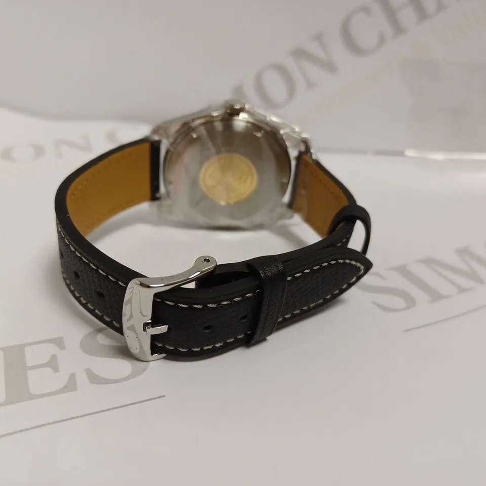 BOXED ELEGANT TIME WATCH WITH BLACK LEATHER EFFECT STRAP