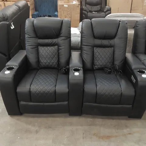 QUALITY DESIGNER 2 SEATER FAUX LEATHER ELECTRIC RECLINING SOFA WITH ARMRESTS AND CUPHOLDERS