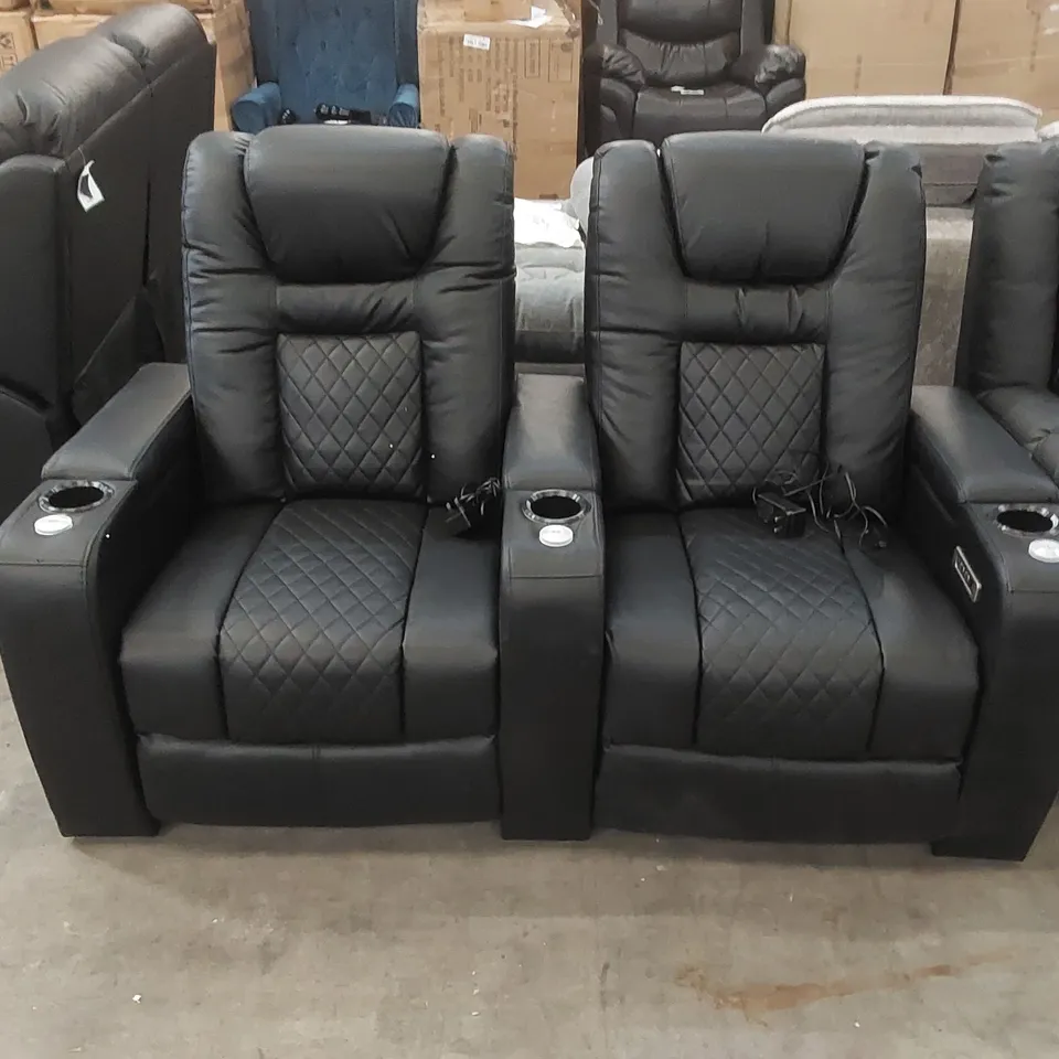 QUALITY DESIGNER 2 SEATER FAUX LEATHER ELECTRIC RECLINING SOFA WITH ARMRESTS AND CUPHOLDERS