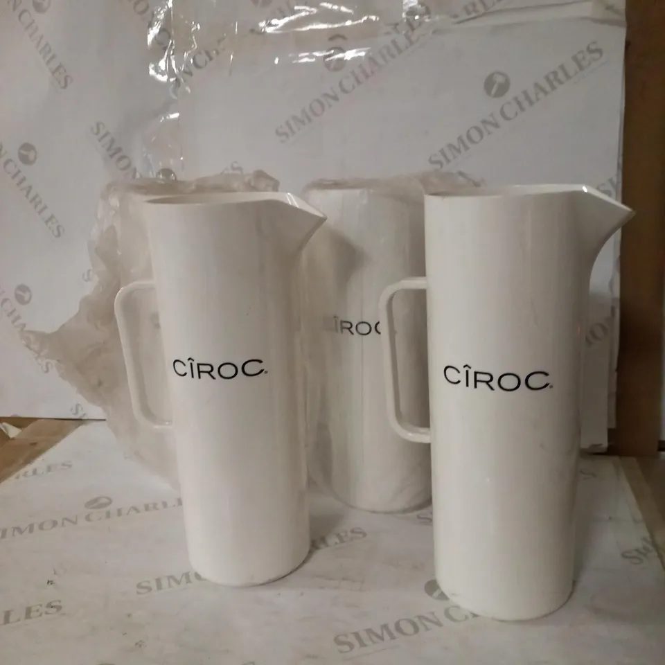 CASE OF 4 BRAND NEW CIROC WHITE ELITE 1.7 LITRE TALL JUGS