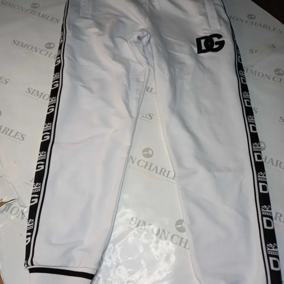 DOLCE & GABBANA LOGO TRACKSUIT BOTTOMS IN WHITE/BLACK - MEDIUM
